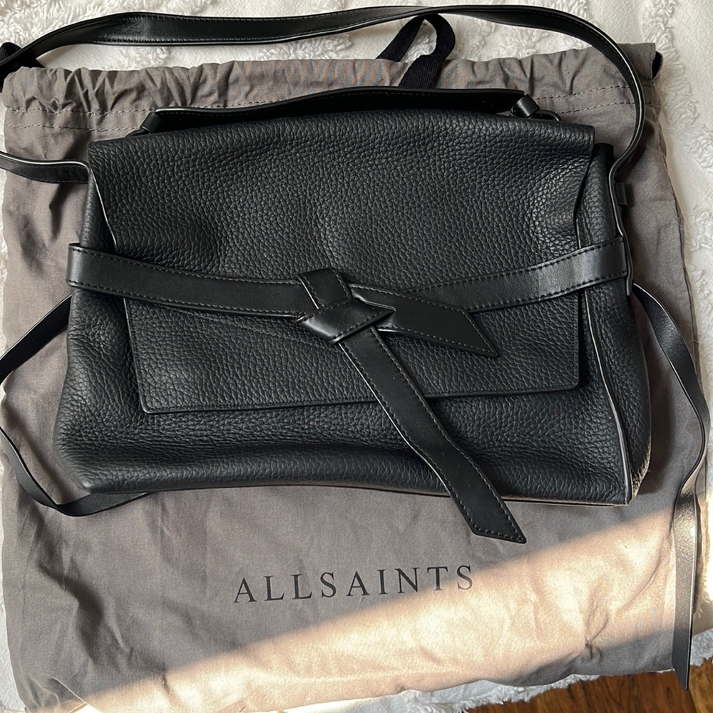 All Saints Black Leather Shoulder Bag
